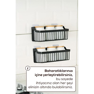 Vienev 2li Yapışkanlı Banyo-mutfak Organizer Raf