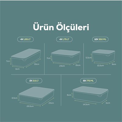 Vienev 30lu Buzdolabı Düzenleyici Organizer Mikrodalgaya Uygun Difriz Saklama Kabı Yeşil