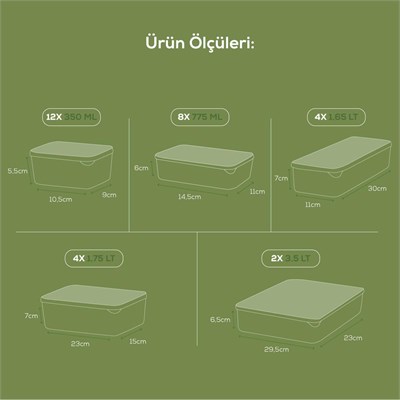 Vienev 30lu Buzdolabı Düzenleyici Organizer Mikrodalgaya Uygun Difriz Saklama Kabı Gri
