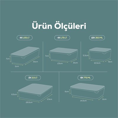 Vienev 30lu Buzdolabı Düzenleyici Organizer Mikrodalgaya Uygun Difriz Saklama Kabı Mint