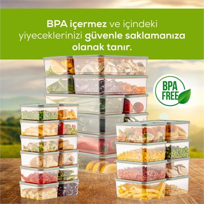 Vienev 30lu Buzdolabı Düzenleyici Organizer Mikrodalgaya Uygun Difriz Saklama Kabı Mint