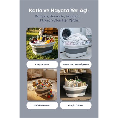 Vienev 38 L Katlanır Sepet Antrasit | Yer Kaplamayan Akordiyon Tasarım