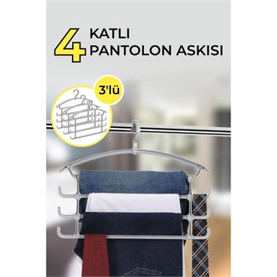 Vienev 3lü 4 Katlı Çok Amaçlı Pantolon & Aksesuar Askısı Beyaz