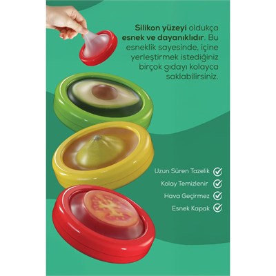 Vienev 3lü Buzdolabı Için Yarım Meyve Ve Sebze Koruma Kabı - Limon, Soğan, Domates Saklama Kutusu Renkli