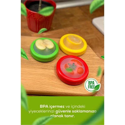 Vienev 3lü Buzdolabı Için Yarım Meyve Ve Sebze Koruma Kabı - Limon, Soğan, Domates Saklama Kutusu Renkli