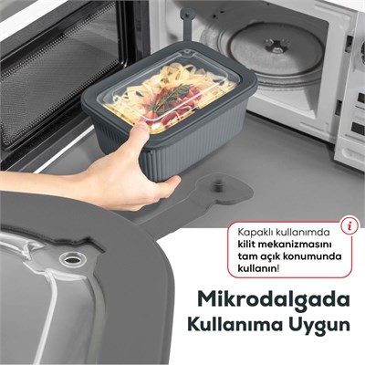 Vienev 3lü Mikrodalga Ve Difrize Uygun Vip Kapaklı Özel Saklama Kabı Seti Antrasit
