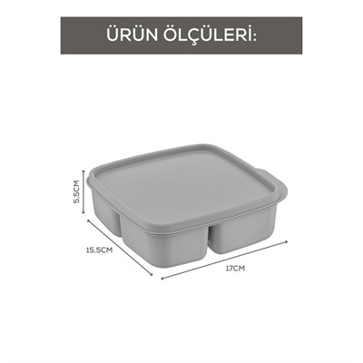 Vienev 3lü Set Bölmeli Kare Saklama Kabı Açık Gri