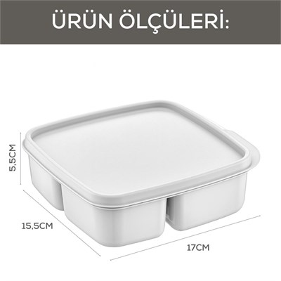 Vienev 3lü Set Bölmeli Kare Saklama Kabı Gri