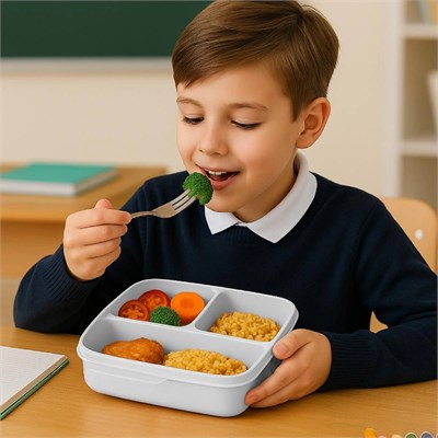 Vienev 3lü Set Bölmeli Kare Saklama Kabı Gri
