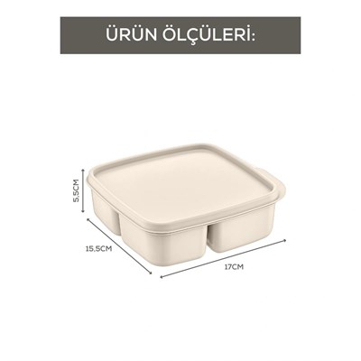 Vienev 3lü Set Bölmeli Kare Saklama Kabı Bej
