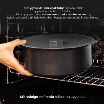 Vienev 3lü Silikon Tencere Tava Kapağı Isı Koruyucu Antrasit Renk