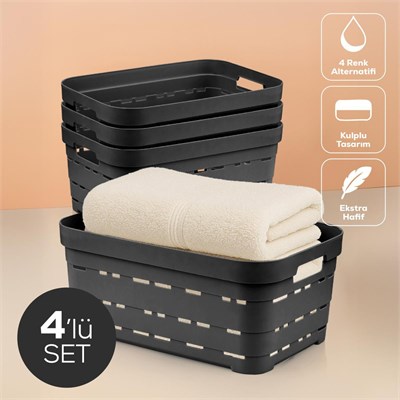 Vienev 4lü 10,8 Litre Delikli Saklama Kutusu Antrasit