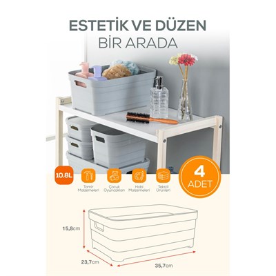 Vienev 4lü 10,8 Litre Saklama Kutusu Antrasit