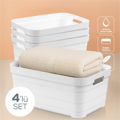 Vienev 4lü 10,8 Litre Saklama Kutusu Beyaz