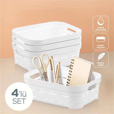 Vienev 4lü 2,8 Litre Delikli Saklama Kutusu Beyaz