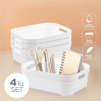 Vienev 4lü 2,8 Litre Saklama Kutusu Beyaz