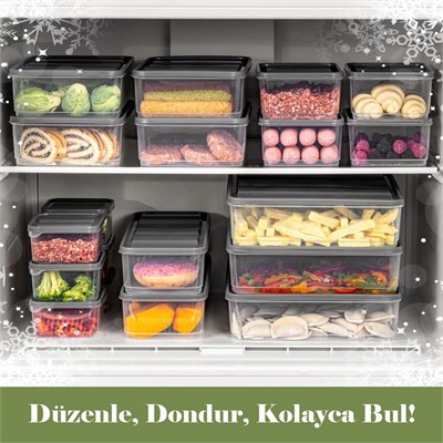 Vienev 4lü 3,5 Litre Buzdolabı Düzenleyici Organizer Mikrodalgaya Uygun Difriz Saklama Kabı Gri
