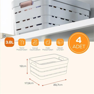 Vienev 4lü 3,8 Litre Delikli Saklama Kutusu Antrasit