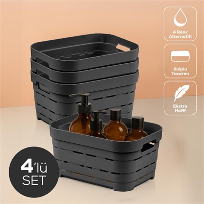 Vienev 4lü 3,8 Litre Delikli Saklama Kutusu Antrasit
