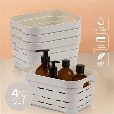 Vienev 4lü 3,8 Litre Delikli Saklama Kutusu Bej