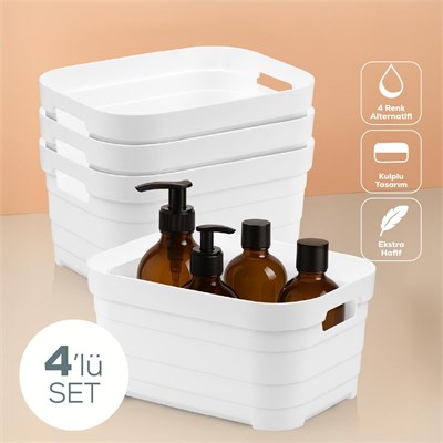 Vienev 4lü 3,8 Litre Saklama Kutusu Beyaz