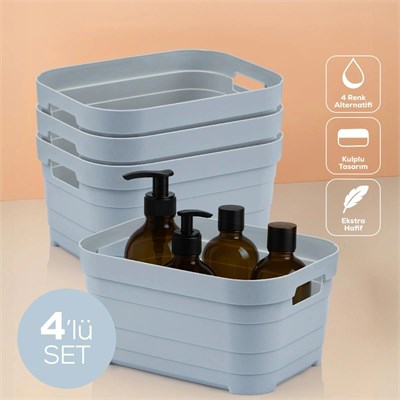 Vienev 4lü 3,8 Litre Saklama Kutusu Mavi