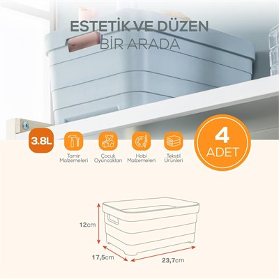 Vienev 4lü 3,8 Litre Saklama Kutusu Mavi