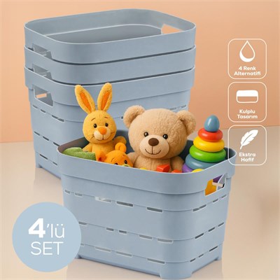Vienev 4lü 5 Litre Delikli Saklama Kutusu Mavi