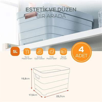 Vienev 4lü 5 Litre Saklama Kutusu Beyaz