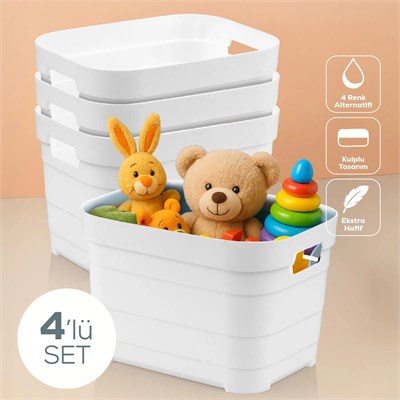 Vienev 4lü 5 Litre Saklama Kutusu Beyaz