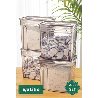 Vienev 4lü 5,5 Litre Strip Mega Boy Deterjan Saklama Kutusu Antrasit