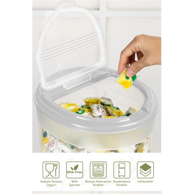 Vienev 4lü 8 Litre Büyük Boy Plastik Deterjan Saklama Kutusu – Açık Gri Kapaklı