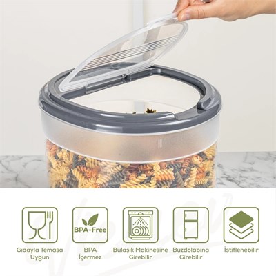 Vienev 4lü 8 Litre Büyük Boy Plastik Saklama Kabı – Koyu Gri Kapaklı