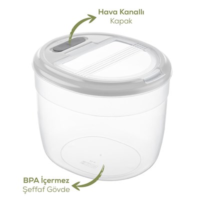 Vienev 4lü 8 Litre Büyük Boy Plastik Saklama Kabı – Açık Gri Kapaklı
