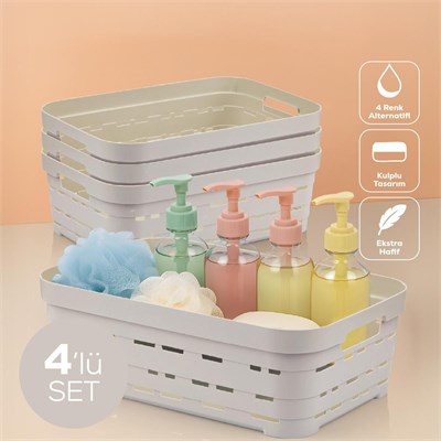 Vienev 4lü 8,2 Litre Delikli Saklama Kutusu Bej