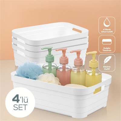 Vienev 4lü 8,2 Litre Saklama Kutusu Beyaz