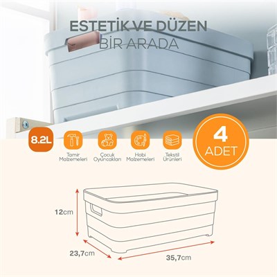 Vienev 4lü 8,2 Litre Saklama Kutusu Mavi