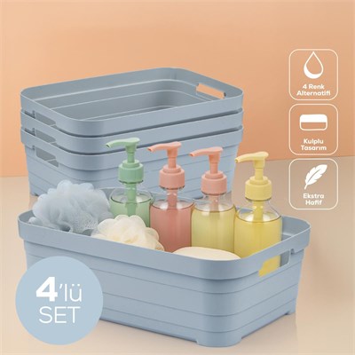 Vienev 4lü 8,2 Litre Saklama Kutusu Mavi