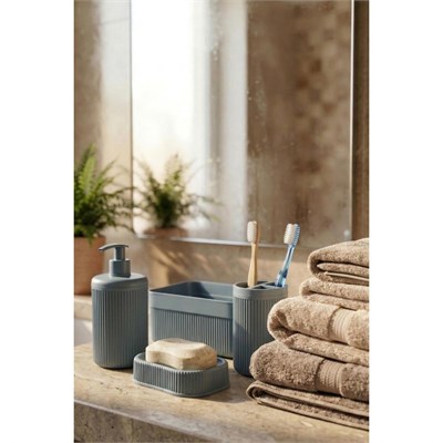 Vienev 4lü Banyo Seti 550 Ml Antrasit - Sıvı Sabunluk, Diş Fırçalık Ve Çok Amaçlı Düzenleyici Organizer