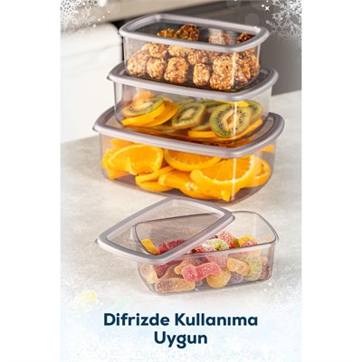 Vienev 4lü Hava Geçirmez Saklama Kabı Seti Antrasit 1x(250-500-750-1200 Ml)