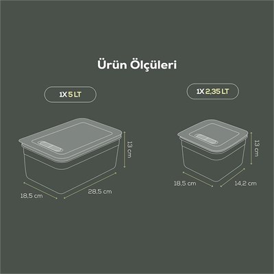 Vienev 4lü Hava Kanallı Ayarlanabilir Sebze Ve Meyve Saklama Kabı 2x(2,35-5 lt) yeşil