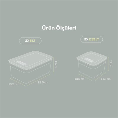 Vienev 4lü Hava Kanallı Ayarlanabilir Sebze Ve Meyve Saklama Kabı 2x(2,35-5 lt) mint