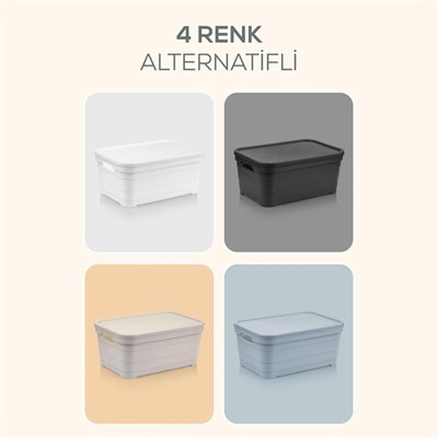 Vienev 4lü Kapaklı 5 Litre Saklama Kutusu Antrasit