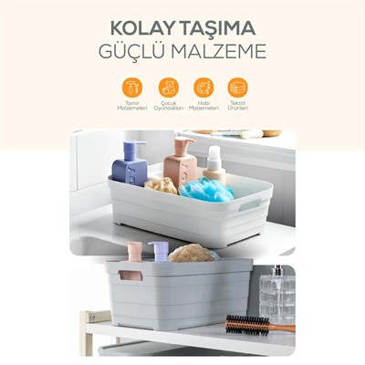 Vienev 4lü Kapaklı 5 Litre Saklama Kutusu Antrasit