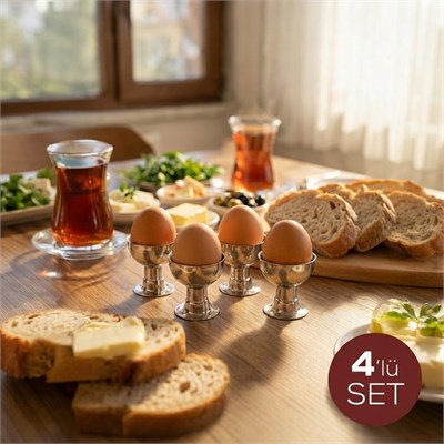 Vienev 4lü Metal Yumurtalık Seti Şık Kahvaltı Sunumu - Yumurta Kabı