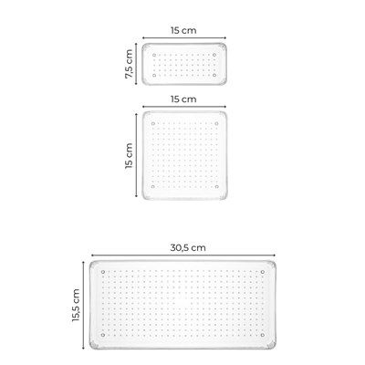 Vienev 4lü Şeffaf Çekmece Içi Düzenleyici Organizer 1x(b.dkdrtgn, B.kare) 2x(k.dkdrtgn)
