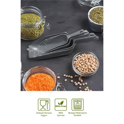 Vienev 4lü Set Plastik Erzak Kürek Seti Gri