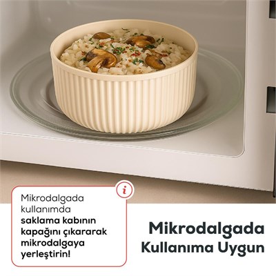 Vienev 4lü Yuvarlak Saklama Kabı Seti Bej | 2.5l 1.5l 0.80l 0.45l | Mikrodalga Ve Dondurucu Uyumlu