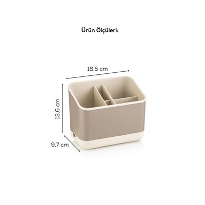 Vienev 5 Bölmeli Organizer Kaşıklık Tezgah Üstü Kaşık Düzenleyici Bej