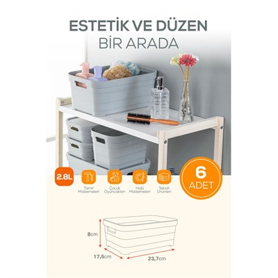 Vienev 6lı 2,8 Litre Saklama Kutusu Antrasit